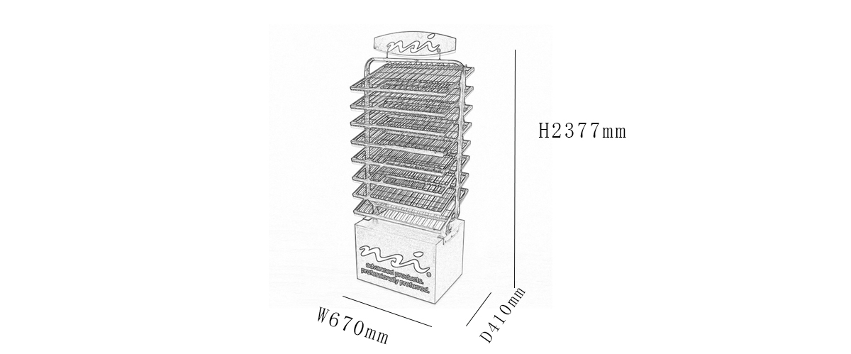 促销八层落地指甲油金属展示架，用于购物商店